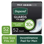 Depend Guards Incontinence Pads For Men, Maximum Absorbency, 52 Count Free Ship. Fixed Price $32.98.