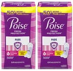 Poise Fresh Protection Pads Size 5 Lot Of 2 Maximum Long 64 Count Incontinence. Fixed Price $49.49.