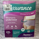 Assurance Underwear, Incontinence Postpartum, Women, Maximum Absorbency, 2XL, 54. Fixed Price $19.99.