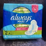 Always Maxi Pads Size 2, Long, Super Absorbency, With Wings, Unscented, 42 Ct. Fixed Price $18.88.
