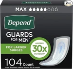 Depend Incontinence Pads 104 Count - Pack. Fixed Price $45.00.