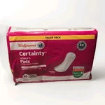 Walgreens Certainty Women's Pads, Large 45 Ea, Long Length, Ultimate Absorbency. Fixed Price $15.00.