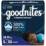 Goodnites Boys Nighttime Bedwetting Underwear Large 68-95 Lbs Leak Free Prote.... Fixed Price $14.49.