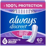 Always Discreet Women Incontinence Pads Long Length Extra Heavy 60CT. Fixed Price $51.99.