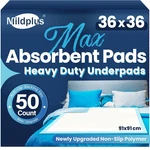 Mildplus Heavy Duty Underpad 36''X36'' 50 Count 125 Grams Extra Large Chucks. Fixed Price $45.50.