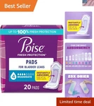 Poise Bladder Leak Protection Pads - Moderate Absorbency, 20 Count Regular Size. Fixed Price $11.99.