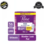 Poise Incontinence Pads For Women, Drop Ultimate Absorbency, Long Length, 56CT. Fixed Price $32.99.