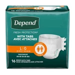 Depend Fresh Protection Incontinence Briefs With Tabs For Large 16 Count. Fixed Price $24.99.