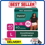 Depend Fresh Protection Incontinence Underwear Women Large 40 Count Diapers. Fixed Price $33.99.