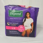 Depend Defense Underwear Size Large Overnight Absorbency 14 Count New. Fixed Price $16.87.
