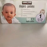 Kirkland Signature Diaper, Size 1, 96 Count. Fixed Price $23.99.