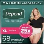 Depend Fresh Protection Adult Incontinence Underwear For Women, Xl 68 Count. Fixed Price $49.99.