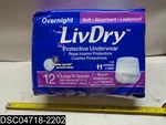 QTY=48 ( Packs 12) LIV048S Size Xl Livdry Overnight Protective Underwear. Fixed Price $78.97.