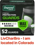 52 Individually Wrapped Depend Guards Incontinence Pads For Men Maximum Coverage. Fixed Price $28.49.