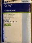 Covidien Curity Unisex Disposable Youth Underpants Size Large (56 Briefs). Fixed Price $49.00.