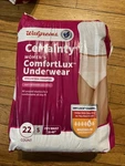 Walgreens Certainty Women's Comfortlux Underwear 22COUNT Size Small Fits 28-40. Fixed Price $13.99.