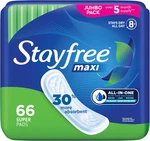 New Stayfree Maxi Pads For Women, Super Protection Absorption - 66 Count. Fixed Price $12.98.