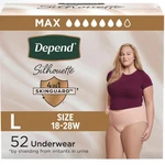 Depend Silhouette Women Incontinence Underwear Large 52 Count Max Absorbency. Fixed Price $50.99.
