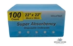 Wowflash 100 Count 22" X Super Absorbency Quick Drying Disposable Underpads. Fixed Price $12.00.