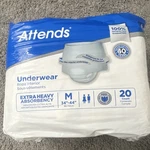 Attends Underwear Extra Heavy Absorbency M White 34-44" 20 Count. Fixed Price $21.74.