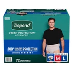 Depend Fresh Protection Advanced Underwear For Men Size M-l, 72-COUNT Ultimate. Fixed Price $84.99.