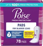 Poise Incontinence & Postpartum Pads For Bladder Leaks, 7 Long Length, White. Fixed Price $74.98.