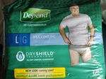 Depends Fit-flex Underwear Men Size Large Max Absorb 17CT Gray Free Ship. Fixed Price $17.25.