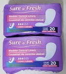 Set Of Sure & Fresh Bladder Control Liners Light Unscented 20 Pads Per. Fixed Price $12.99.