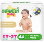 Maneki Baby Disposable Diapers Pull-up Training Pants 2T 3T, 44 Count (16 31 Lb). Fixed Price $26.79.