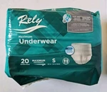 Rely Incontinence Briefs Maximum Underwear Pack Small Size 20" To 34" Waist. Fixed Price $14.99.