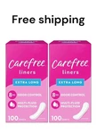 2 Pack Of Carefree Panty Liners, Extra Long Unwrapped, Unscented 100CT. Fixed Price $18.99.