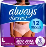 Always Discreet Adult Incontinence Underwear Maximum Absorbency Large 28 Count. Fixed Price $24.99.