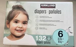 Kirkland Signature Diapers Size 6 (35 Lb) / 132. Fixed Price $57.99.