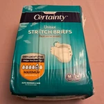 Walgreens Certainty 31-52" Unisex Stretch Briefs Maximum Absorbency 24 Count. Fixed Price $6.00.