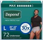 Depend Fresh Protection Adult Underwear For Men Grey, 72 Count (2 Packs Of 36). Fixed Price $44.95.