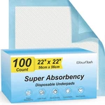 100 Count 22 X Super Absorbency Disposable Underpads Leakproof Quick Drying. Fixed Price $39.20.