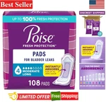 Poise 108 Count Incontinence Pads - Waterproof, Contourfit, & 12 Hour Protection. Fixed Price $47.49.
