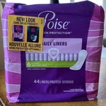 Poise 3-IN-1 Incontinence Liners #2 Very Light Absorbency Long Length 44 Ct. Fixed Price $11.50.