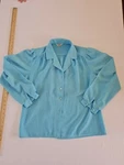Ladies Blouse Style Rite Size M/l Aqua Long Sleeveshoulder Pad Button Front 7092. Fixed Price $17.61.
