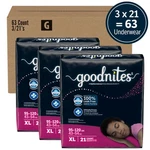 (63PC) Goodnites Girls' Nighttime Bedwetting Underwear Xl Size 14-16. Fixed Price $55.99.