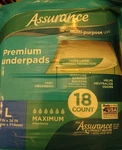 Assurance Unisex Premium Quilted Underpad, Maximum Absorbency, (18 Count). Fixed Price $11.49.