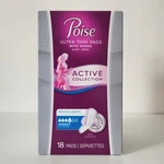 Poise Active Collection Ultra Thin Pads Wings 18 Regular Length Moderate. Fixed Price $18.00.