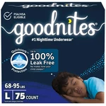 Goodnites Boys' Nighttime Bedwetting Underwear, Size Large, Multi-colored. Fixed Price $107.99.