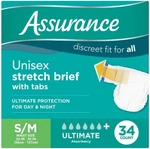 Assurance Small/medium Unisex Stretch Briefs With Tabs 34 Ct - Breathable. Fixed Price $19.58.