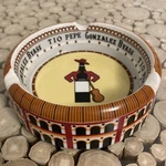 Gonzales Byass Tio Pepe Ashtray 6" Sherry Bar Dressed Guitar Men Bottle Ceramic. Fixed Price $33.00.