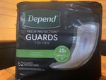 Depend Men's Incontinence Bladder Control Guards, Maximum Absorbency, 52 Count. Fixed Price $19.95.