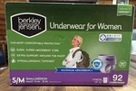 Berkley Jensen Incontinence Underwear For Women With Max Absorbency, S/m, 92CT. Fixed Price $33.97.