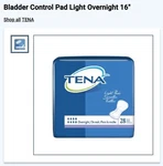 New! Essity Tena Light Overnight Bladder Control Pad 16", Heavy Absorbency, 28/B. Fixed Price $22.52.