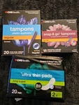 Cvs, 18 Snap & Go Tampons, 20 Scented Ultra Thin Pads Pk Bundle. Fixed Price $30.00.