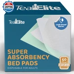 Teal Elite Disposable Adult Bed Pads 36X36, 50 Count - Xl Absorbent Chux. Fixed Price $74.97.